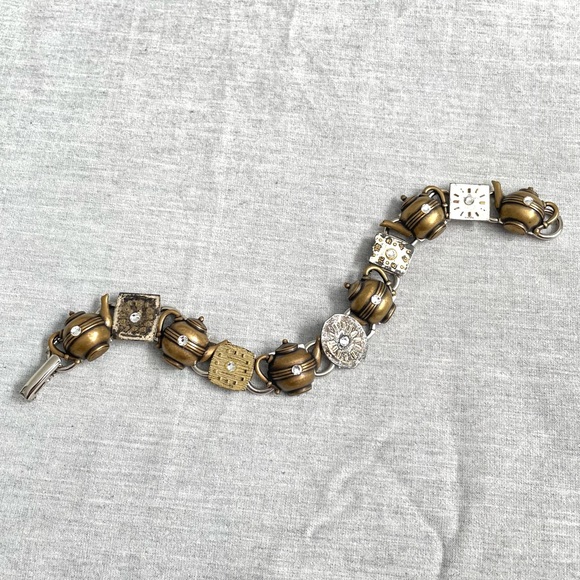 Lorraine Frances Vintage Upcycled Tea Time Clock Bracelet - Picture 3 of 7